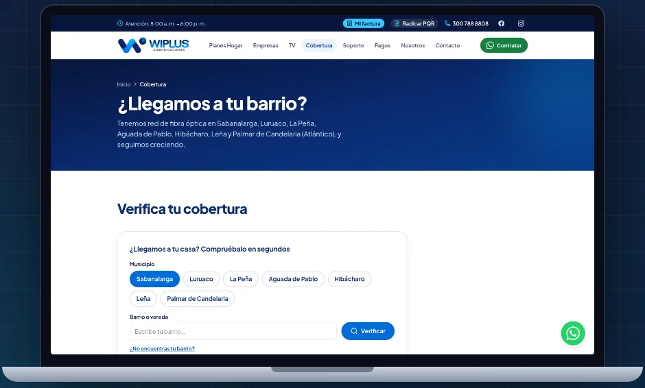 WIPLUS Comunicaciones: Verificador de cobertura por barrio
